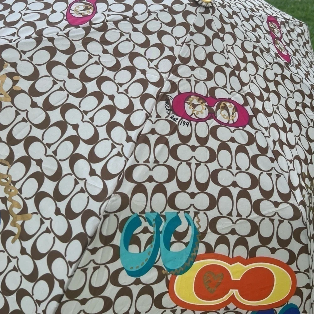 Coach Graffiti Op C Graffiti Signstire C Brown and Yellow Vintage Umbrella